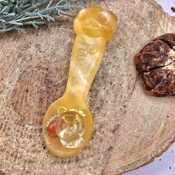 Nature Yellow Quartz Hand Carved Panda 3.2" Spoon. - Picture 4 of 10